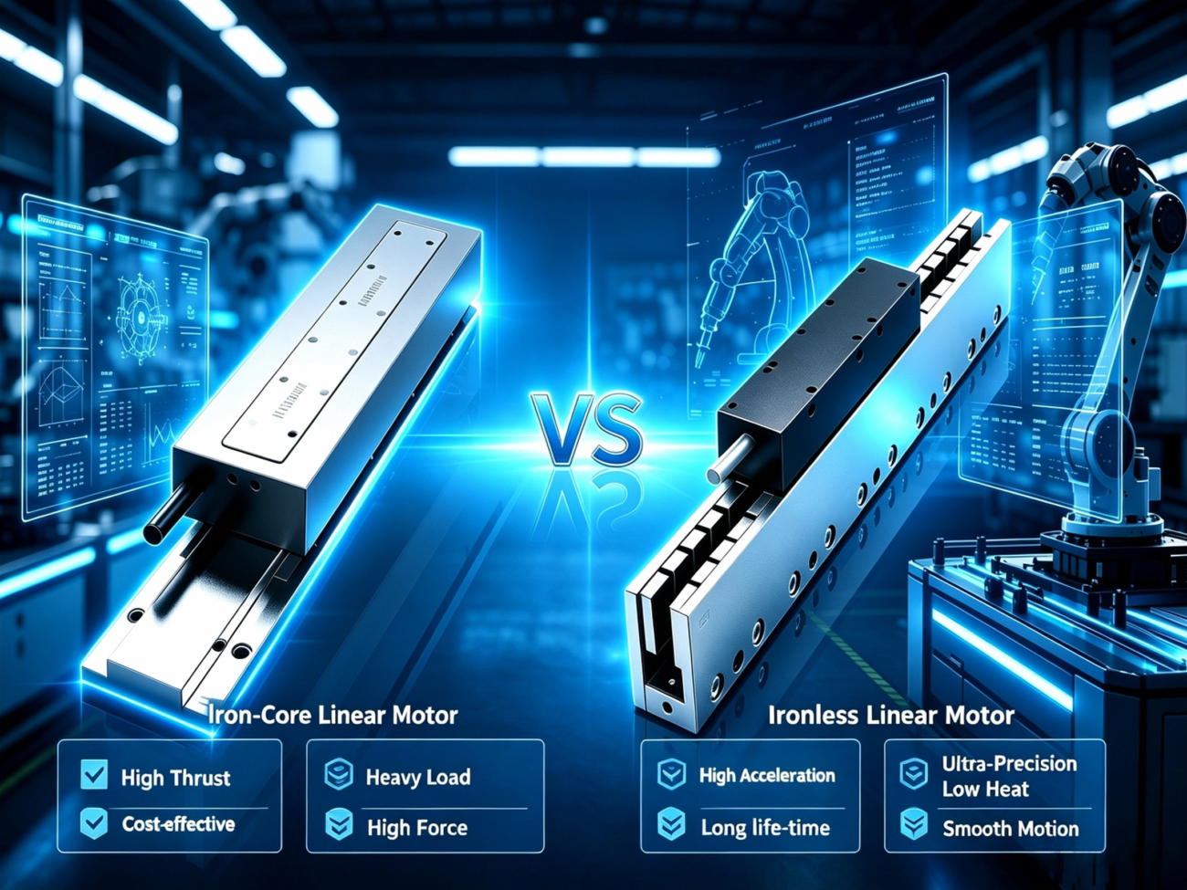 Ironless Linear Motor VS. Iron-Core Linear Motor
